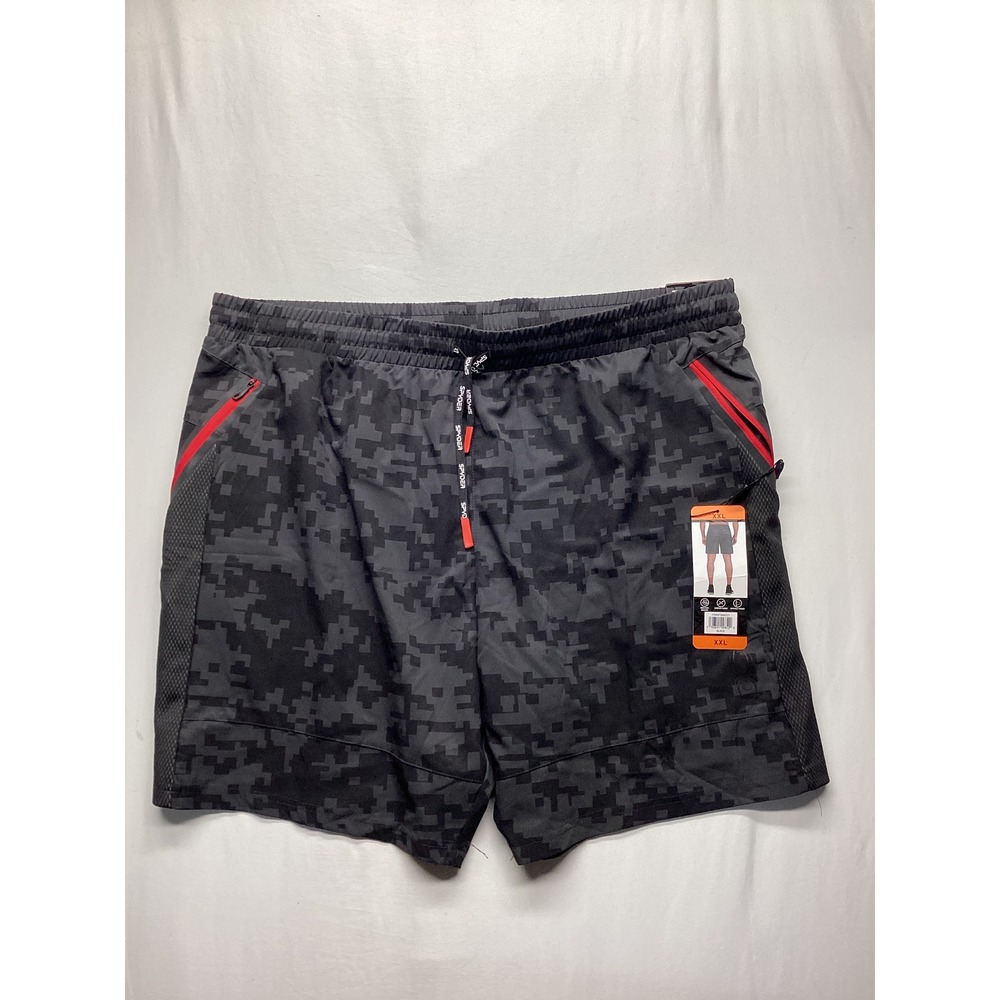 Spyder Mens XXL Training Shorts Black Digital Camo Zipper Pockets 1668221 NEW
